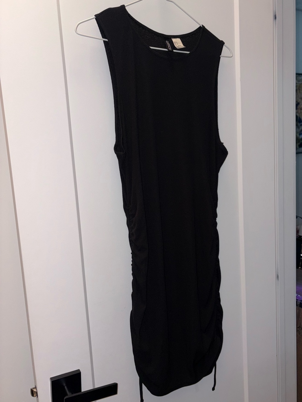 H&M Black Sleeveless Ruched Bodycon Dress